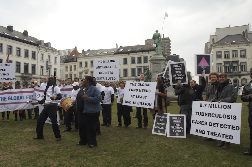 Manifestation pour la reconstitution du Fonds mondial de lutte contre le sida, la tuberculose et le paludisme