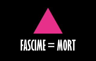 triangle rose sur fond noir avec l'équation fascime = mort